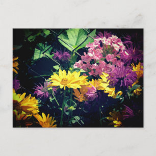 Carte Postale Floral jaune et rose  