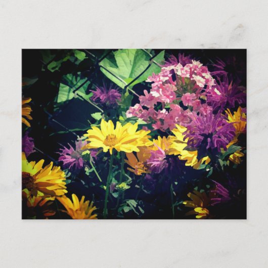 Carte Postale Floral jaune et rose | (Devant)