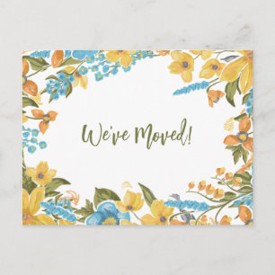 Carte Postale Floral Jaune Nous avons déménagé Nouveau Faire-par