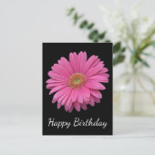 Carte Postale Floral Joyeux Anniversaire rose Gerbera Daisy Blac (Debout devant)