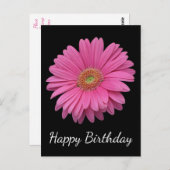 Carte Postale Floral Joyeux Anniversaire rose Gerbera Daisy Blac (Devant / Derrière)