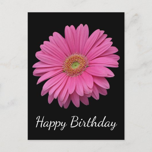 Carte Postale Floral Joyeux Anniversaire rose Gerbera Daisy Blac (Devant)