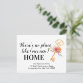 Carte Postale Floral Keys New Home Address Moving Faire-part (Debout devant)