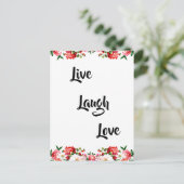 Carte Postale Floral "Live, Laugh, Love" Élégant (Debout devant)