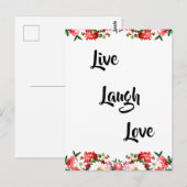 Carte Postale Floral "Live, Laugh, Love" Élégant (Devant / Derrière)