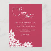 Carte Postale Floral Magenta Rose Mariage Enregistrer La Date Ca (Devant)