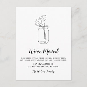 Carte Postale Floral Mason Jar Nous Avons Déménagé Nouvelle Adre