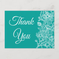 Floral Merci Bleu Turquoise Blanc Fleur marguerite
