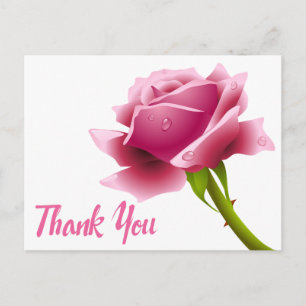 Carte Postale Floral Merci rose Fleur