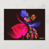 Carte Postale Floral moderne Art Abstrait Rouge Bleu Motif #07 (Dos)