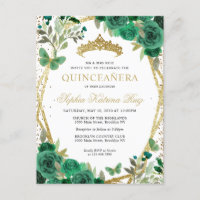 Floral moderne Emerald Vert Or Tiara Quinceañera