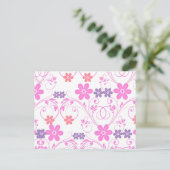 Carte Postale Floral moderne violet rose (Debout devant)