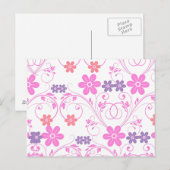 Carte Postale Floral moderne violet rose (Devant / Derrière)