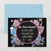 Carte Postale Floral Noir Nouvelle Adresse, Nous D (Devant / Derrière)