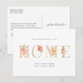 Carte Postale Floral Nouvelle maison Faire-part de déménagement (Devant / Derrière)