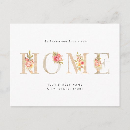 Carte Postale Floral Nouvelle maison Faire-part de déménagement (Devant)