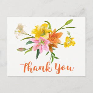 Carte Postale Floral Orange Merci Lily Fleurs rose