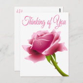 Carte Postale Floral Penser de vous Rose Fleur (Devant / Derrière)