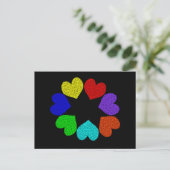 Carte postale Floral Rainbow Love Hearts (Debout devant)