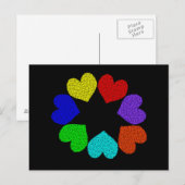Carte postale Floral Rainbow Love Hearts (Devant / Derrière)