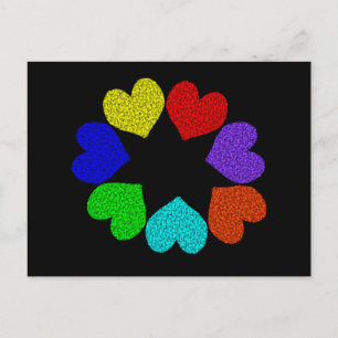Carte postale Floral Rainbow Love Hearts