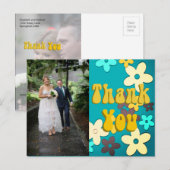 Carte Postale Floral Retro 1970 Chic Mariage Merci (Devant / Derrière)