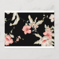 Floral Rose Et Fleur Noire Art Japonais Blanc