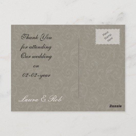 Carte Postale floral rose merci (Dos)