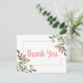 Carte Postale Floral rose Merci Mariage Fleur Botanique (Debout devant)