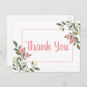 Carte Postale Floral rose Merci Mariage Fleur Botanique (Devant / Derrière)