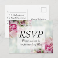 Floral rose pastel Faire-part de mariage RSVP