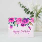 Carte Postale floral rose personnalisé (Debout devant)