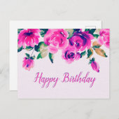 Carte Postale floral rose personnalisé (Devant / Derrière)