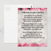 Carte Postale Floral rose - Poème Mère en droit (Devant / Derrière)