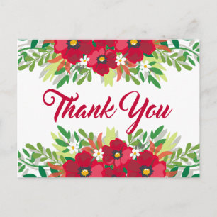 Carte Postale Floral Rouge Merci Bourgogne Fleurs