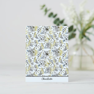Carte Postale Floral sans couture motif grande fleur personnalis