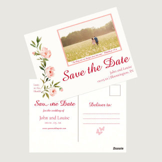 Carte Postale Floral Save the Date Christian Mariage