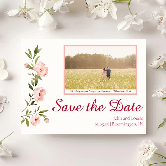 Carte Postale Floral Save the Date Christian Mariage