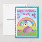 Carte Postale Floral Spring Rainbow Llama & Rainbow Birthday (Devant / Derrière)