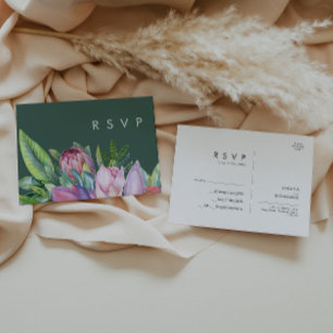 Carte Postale Floral tropical coloré Mariage vert RSVP