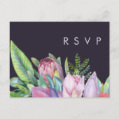 Carte Postale Floral tropical coloré | Mariage violet RSVP (Devant)