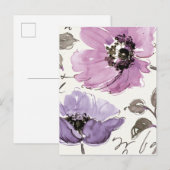 Carte Postale Floral Valse Plum Aquarelle Fleurs (Devant / Derrière)