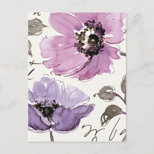 Carte Postale Floral Valse Plum Aquarelle Fleurs (Devant)