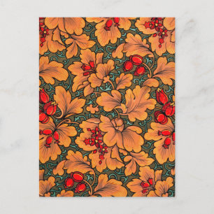 Carte Postale Floral victorien et feuille Motif Nature Art