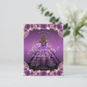 Carte Postale Floral Violet foncé Or Glam Princesse Quinceanera (Debout devant)