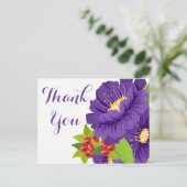 Carte Postale Floral violet Merci Fleurs - Mariage (Debout devant)