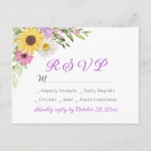Carte Postale Floral Wedding Wildflower Sunflower Daisy RSVP (Devant)