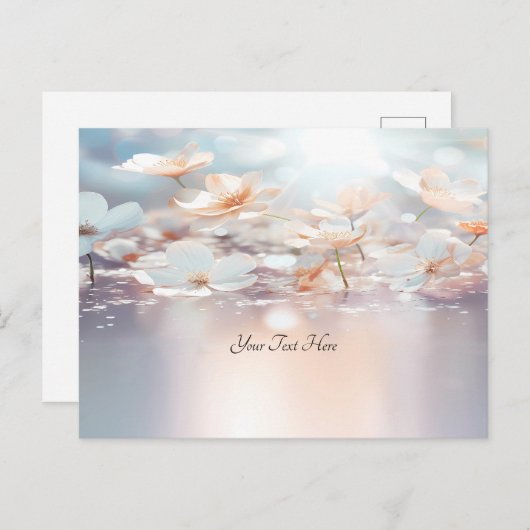 Carte postale florale à la pêche blanche (Devant / Derrière)