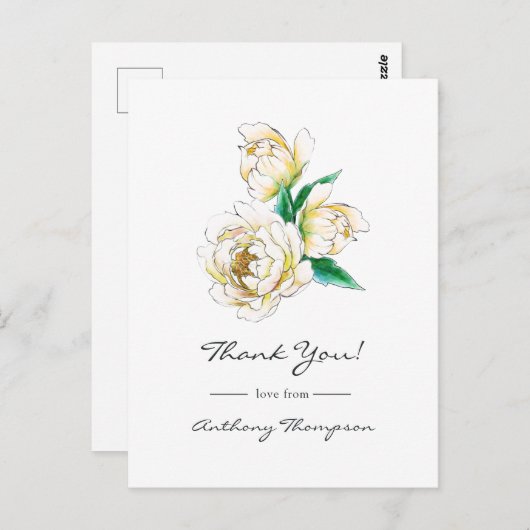 Carte postale florale aquarelle (Devant / Derrière)