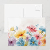 Carte postale florale aquarelle colorée (Devant / Derrière)
